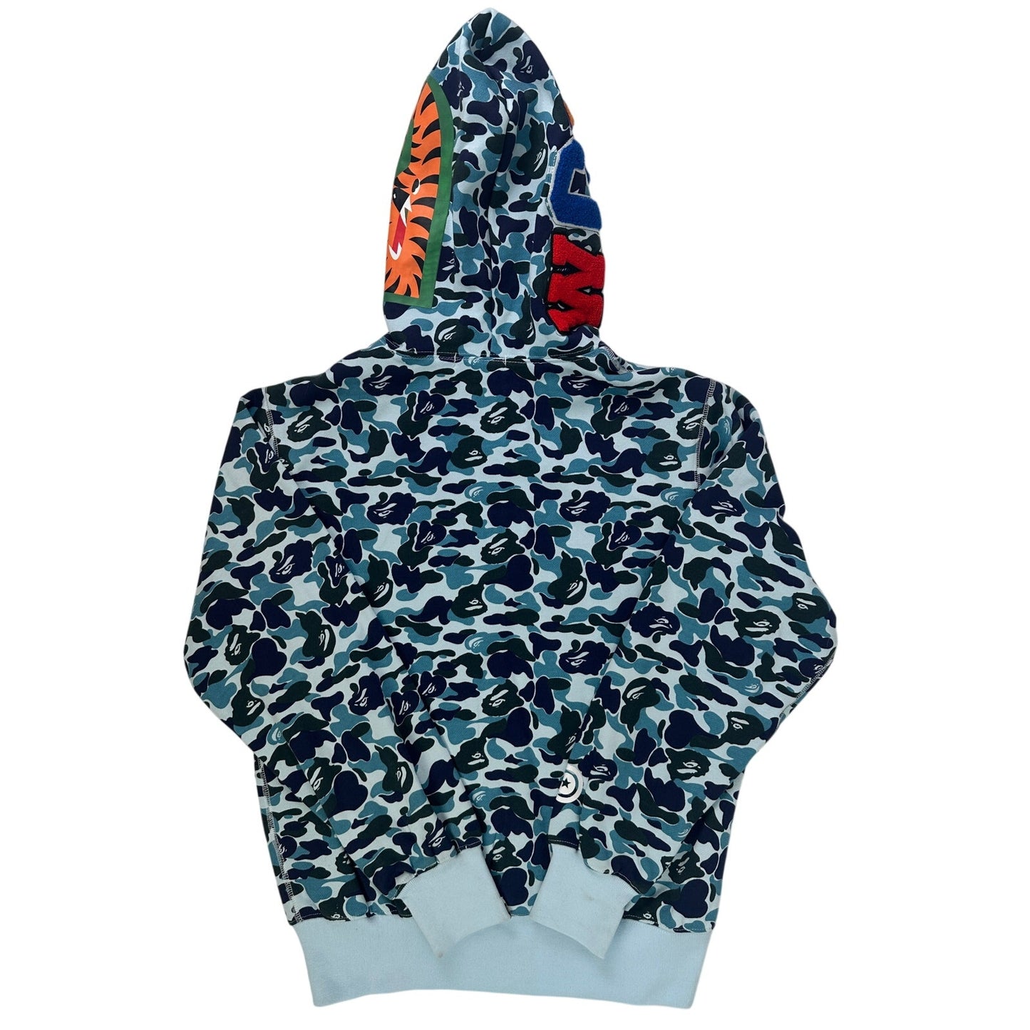 A Bathing Ape (BAPE) Blue Camo Shark Full Zip Hoodie Men's Sz Medium