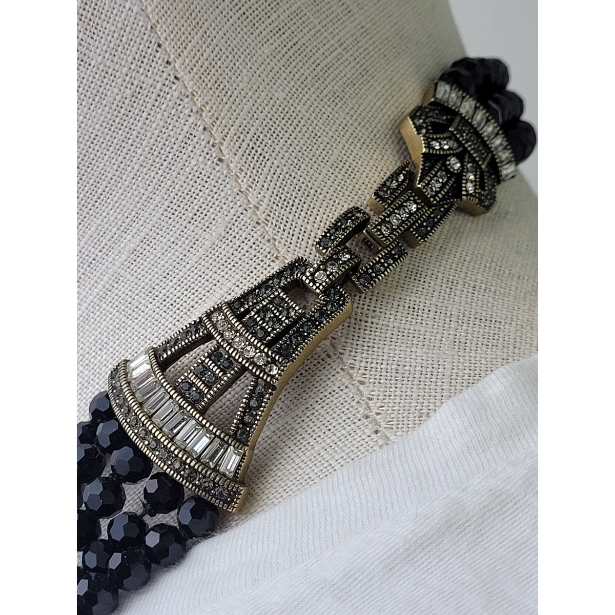 Heidi Daus Age of Elegance Multistrand Black Beads w Crystal-Accented Ends