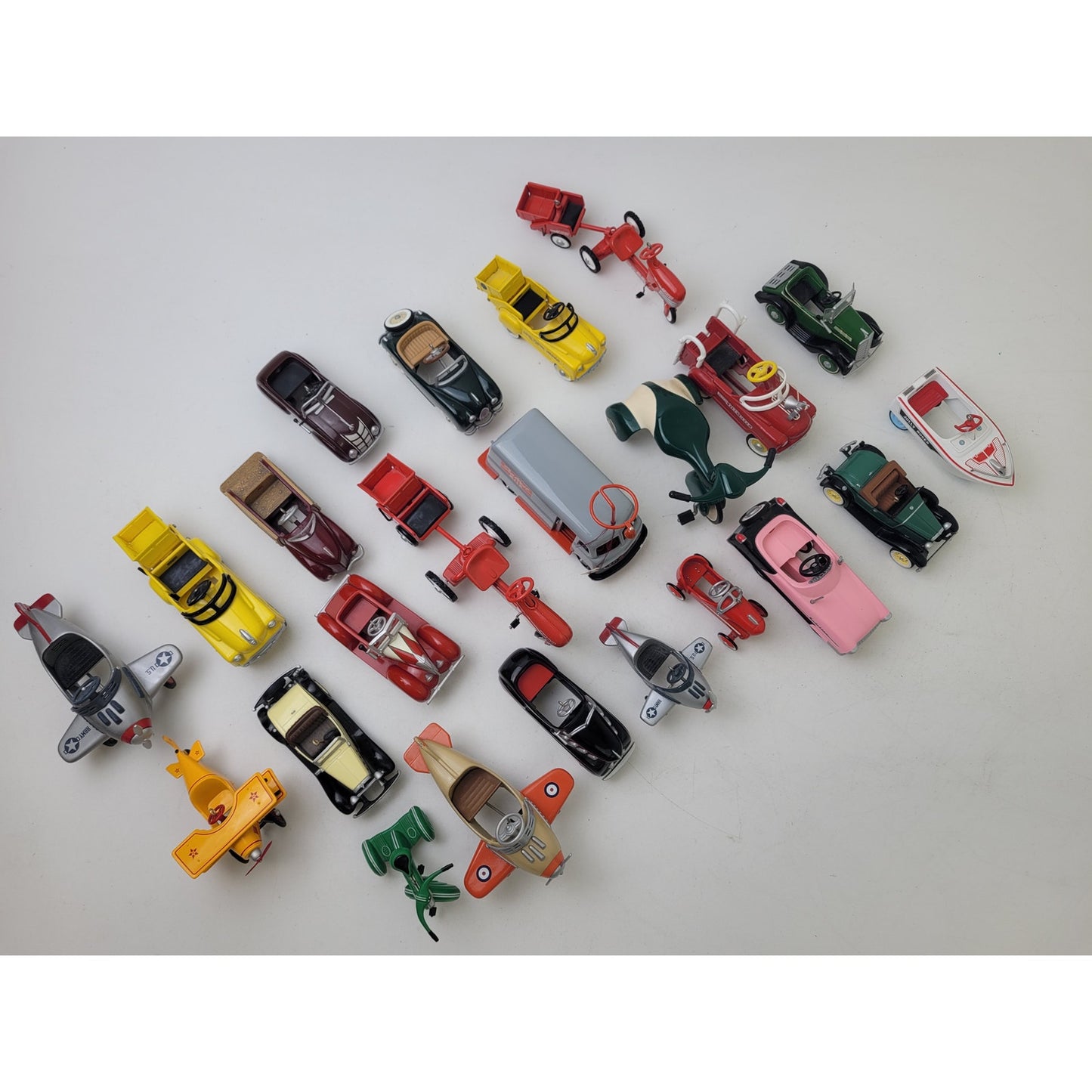 1990s VTG Hallmark Diecast Lot of Cars Bikes Tractor Fire Truck Planes Lot of 23