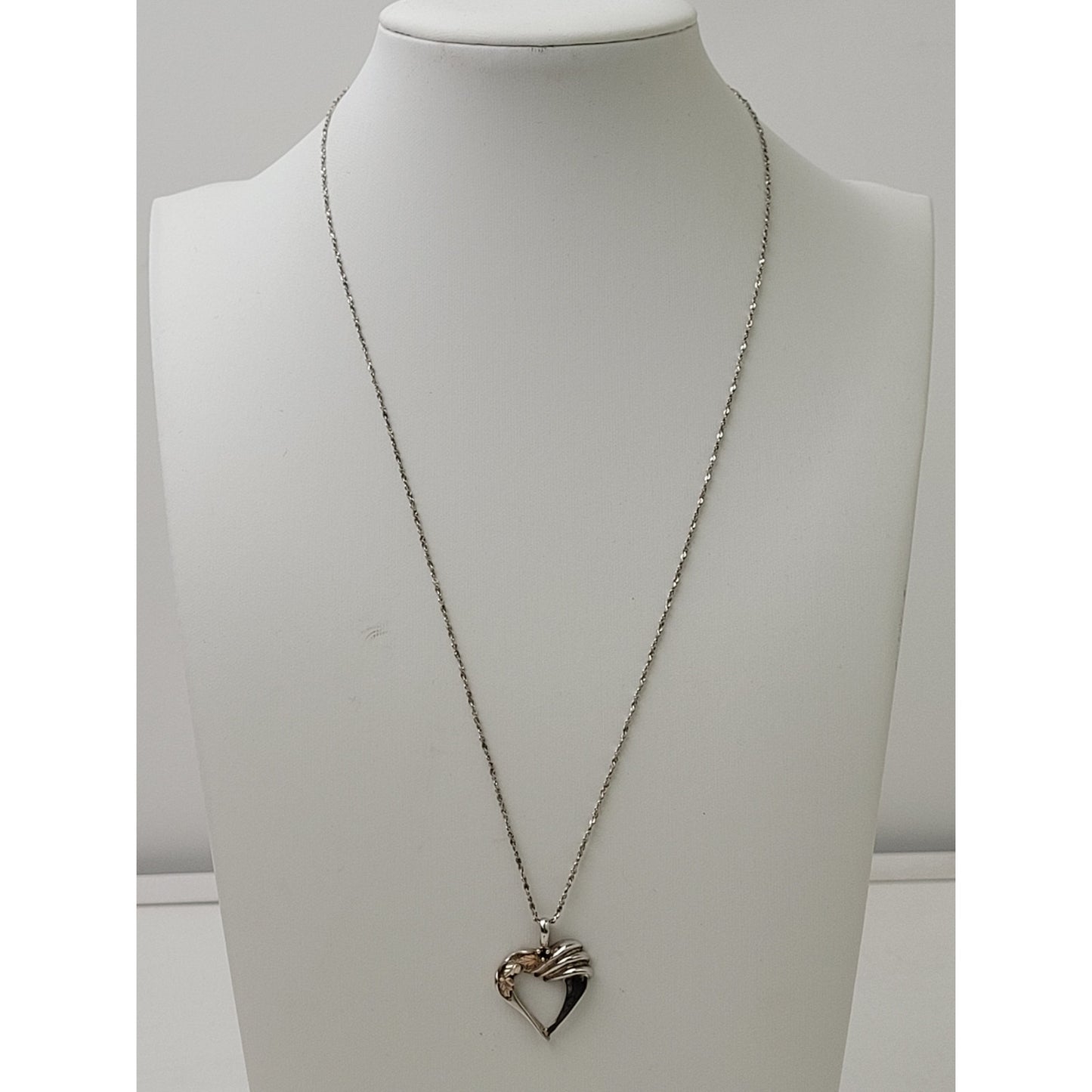 Vintage Garnet Black Hills Gold Sterling Silver Heart on 925 18" Chain