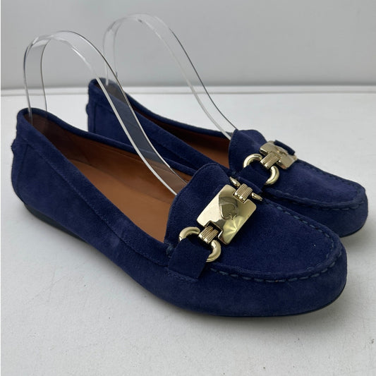 Kate Spade New York Carson Navy Blue Suede Driving Loafers Women's Sz 8.5