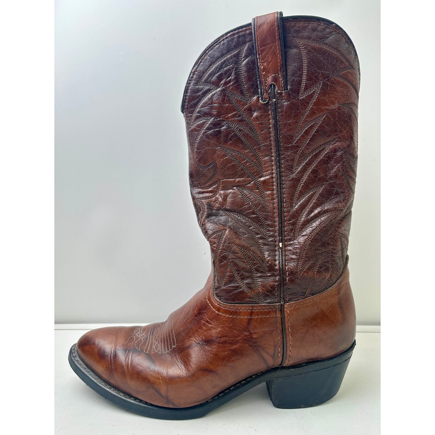 Vintage Durango Brown Leather Western Cowboy Boots Men's Sz 9.5