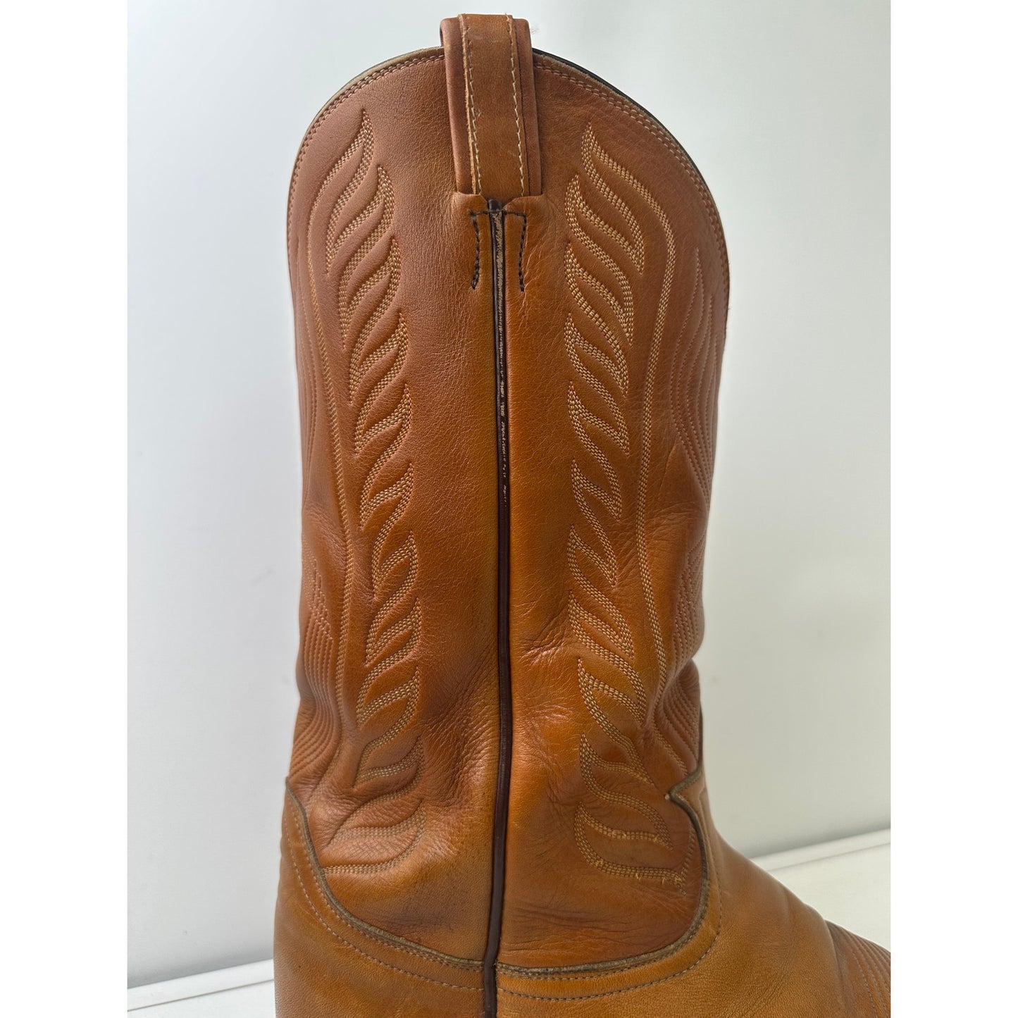 Vintage Black Label Tony Lama Cognac Leather Western Boots Men's Sz 13