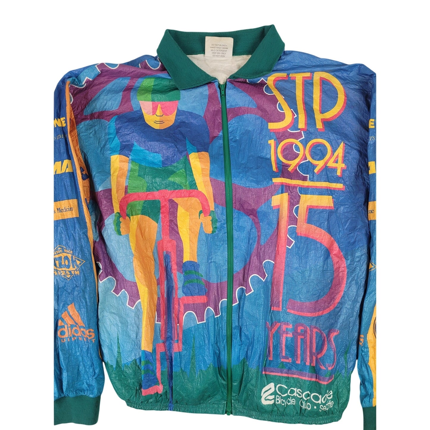 Vintage 1994 STP Seattle to Portland Bike Promo Paper Zip Jacket Sz XXL