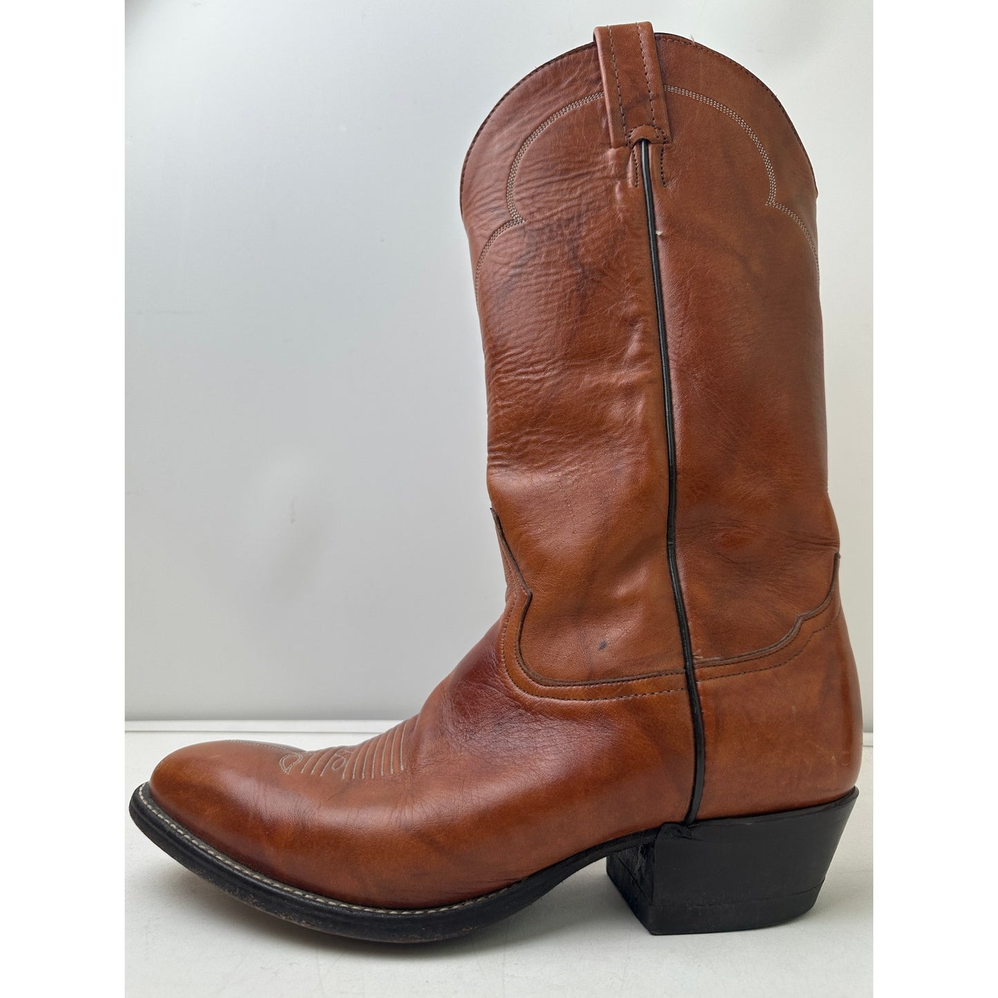 Vintage Tony Lama 5084 Cognac Brown Leather Western Cowboy Boots Men's Sz 9