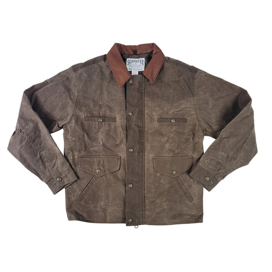 Schaefer Outfitter Western Jacket Brown Waxed Canvas Leather Collar Men's Sz S