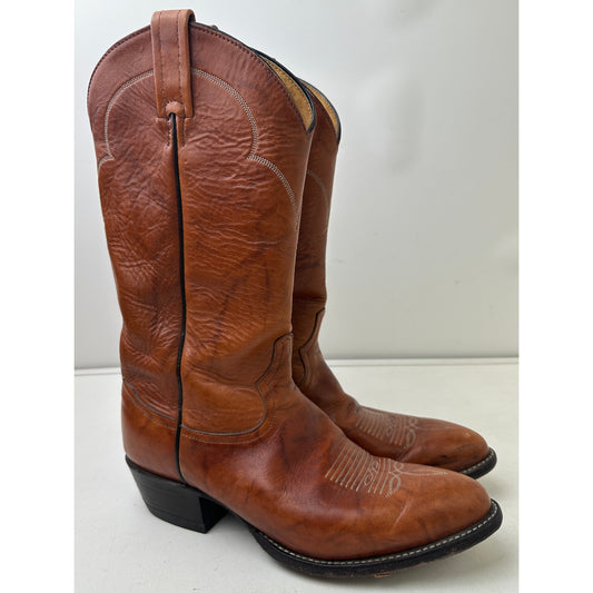 Vintage Tony Lama 5084 Cognac Brown Leather Western Cowboy Boots Men's Sz 9