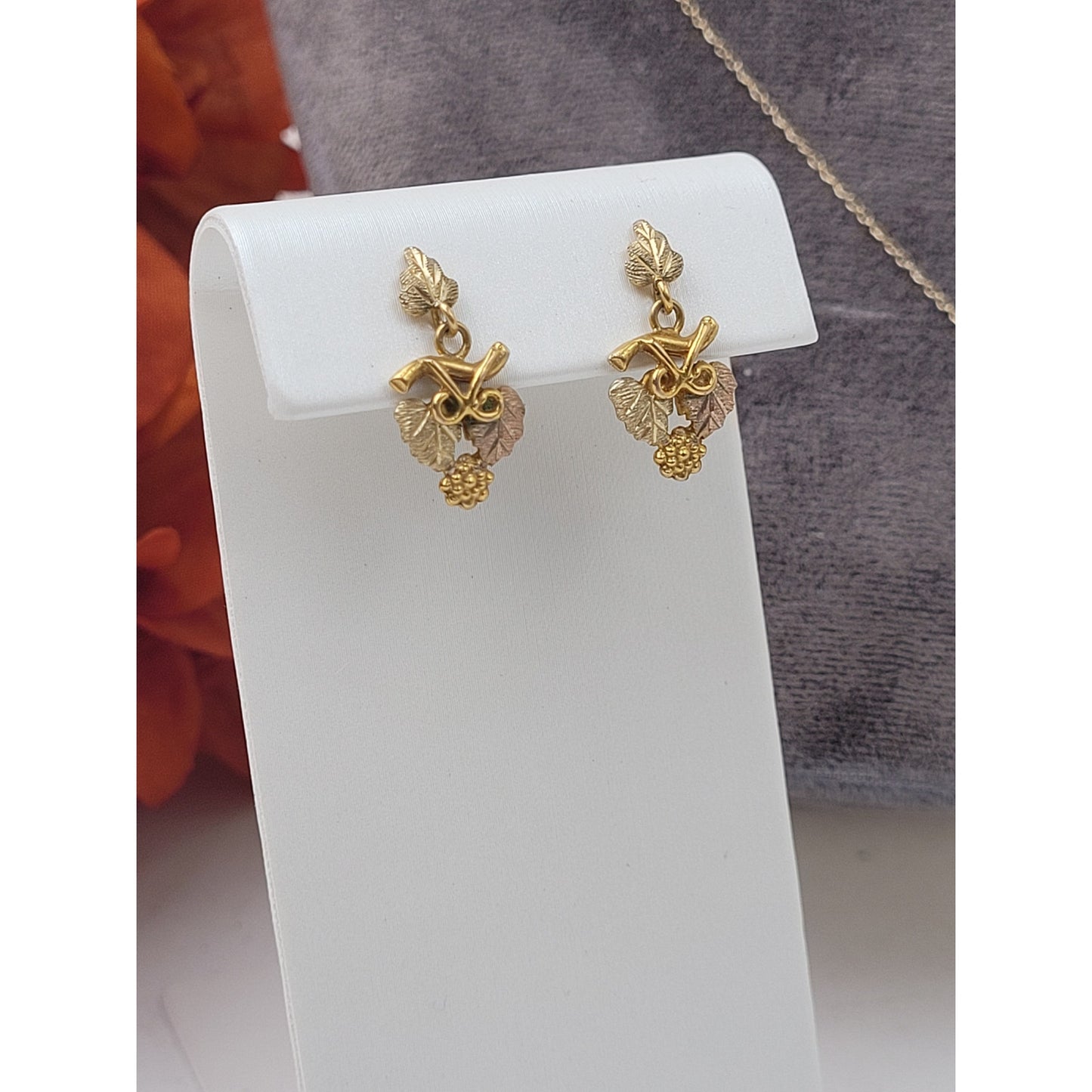 VTG 10K Yellow Rose Gold Grape Cluster Earring & Necklace Set 2.61 g