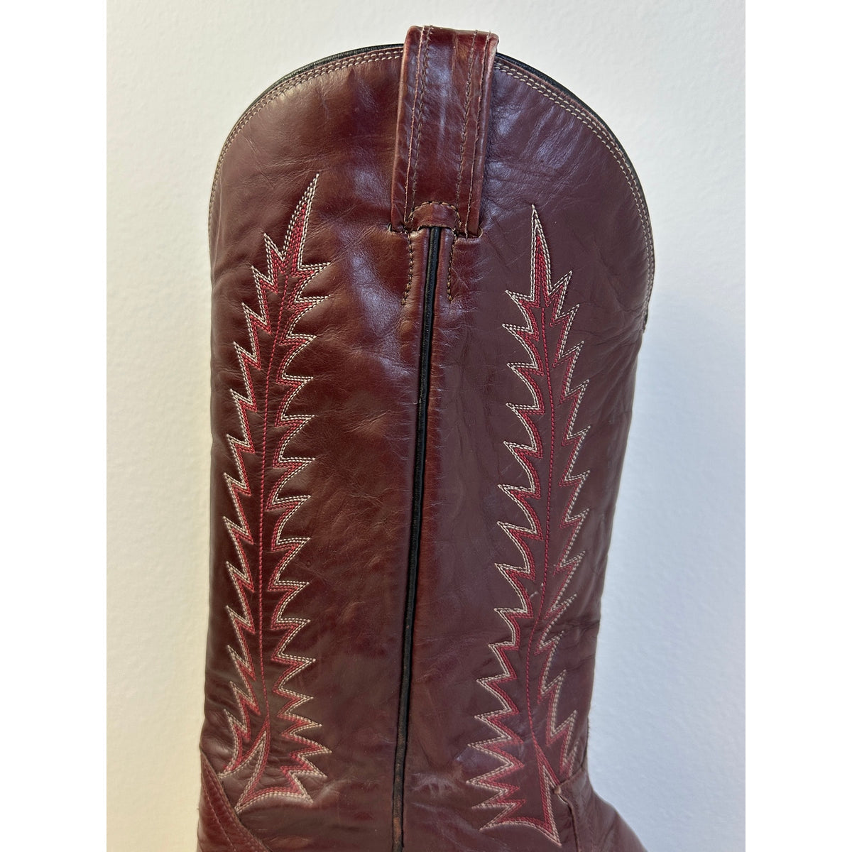 Vintage Tony Lama Burgundy Leather Cowboy Boots Style 1907 Men's Sz 10