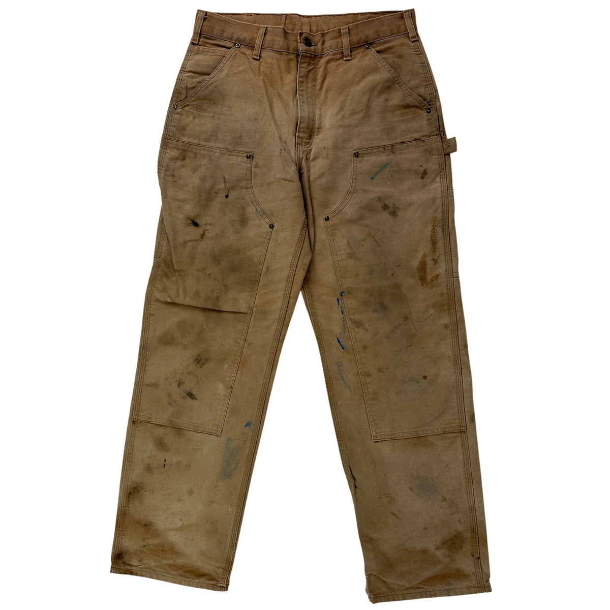 Vintage Carhartt Tan Distressed Double Knee Canvas Work Pants Men's Sz 32 x 32