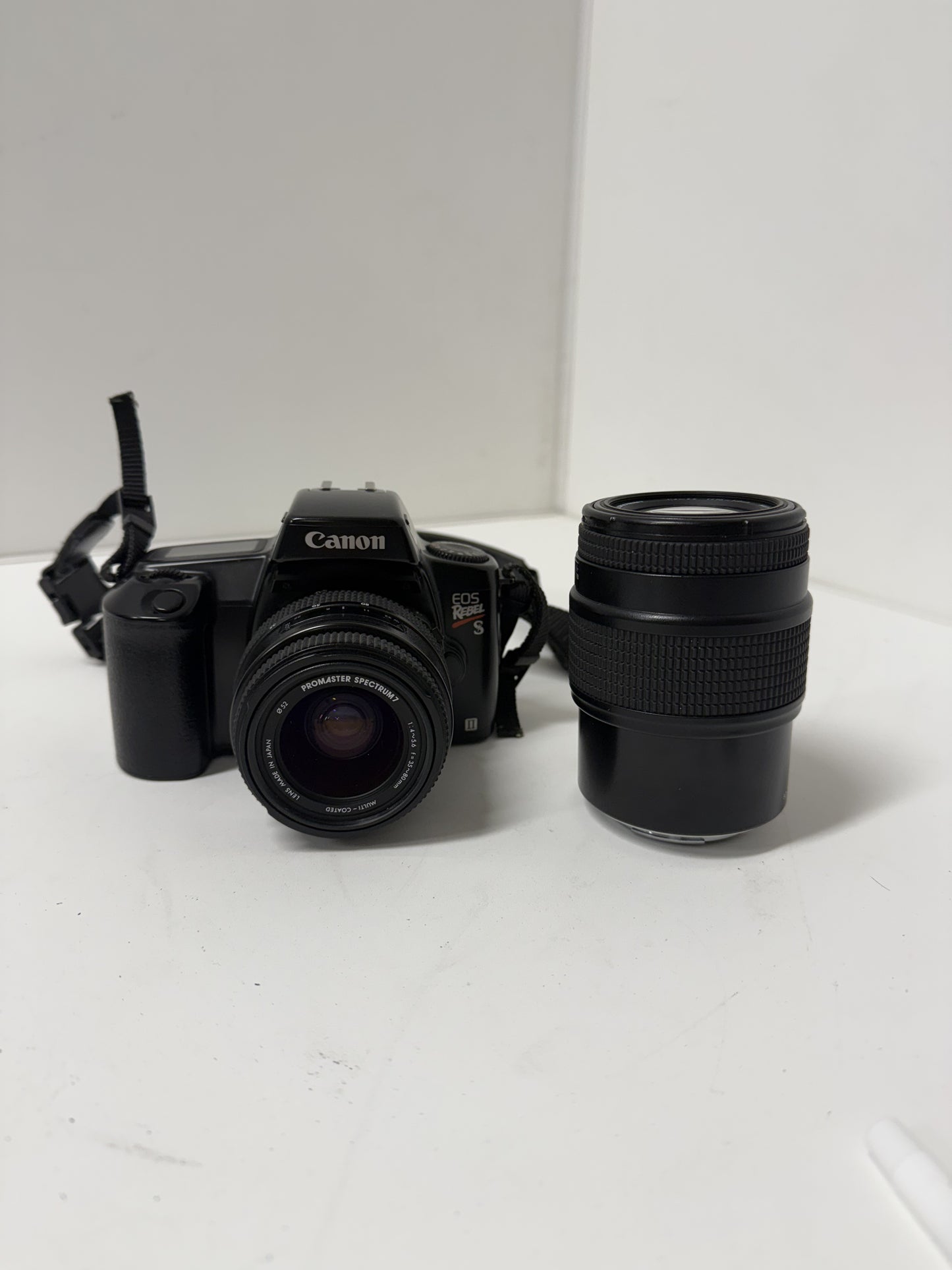 Canon EOS Rebel S SLR Film Camera, Two lenses, 35-80mm, 70-210 mm  Lens, Strap, Bag,