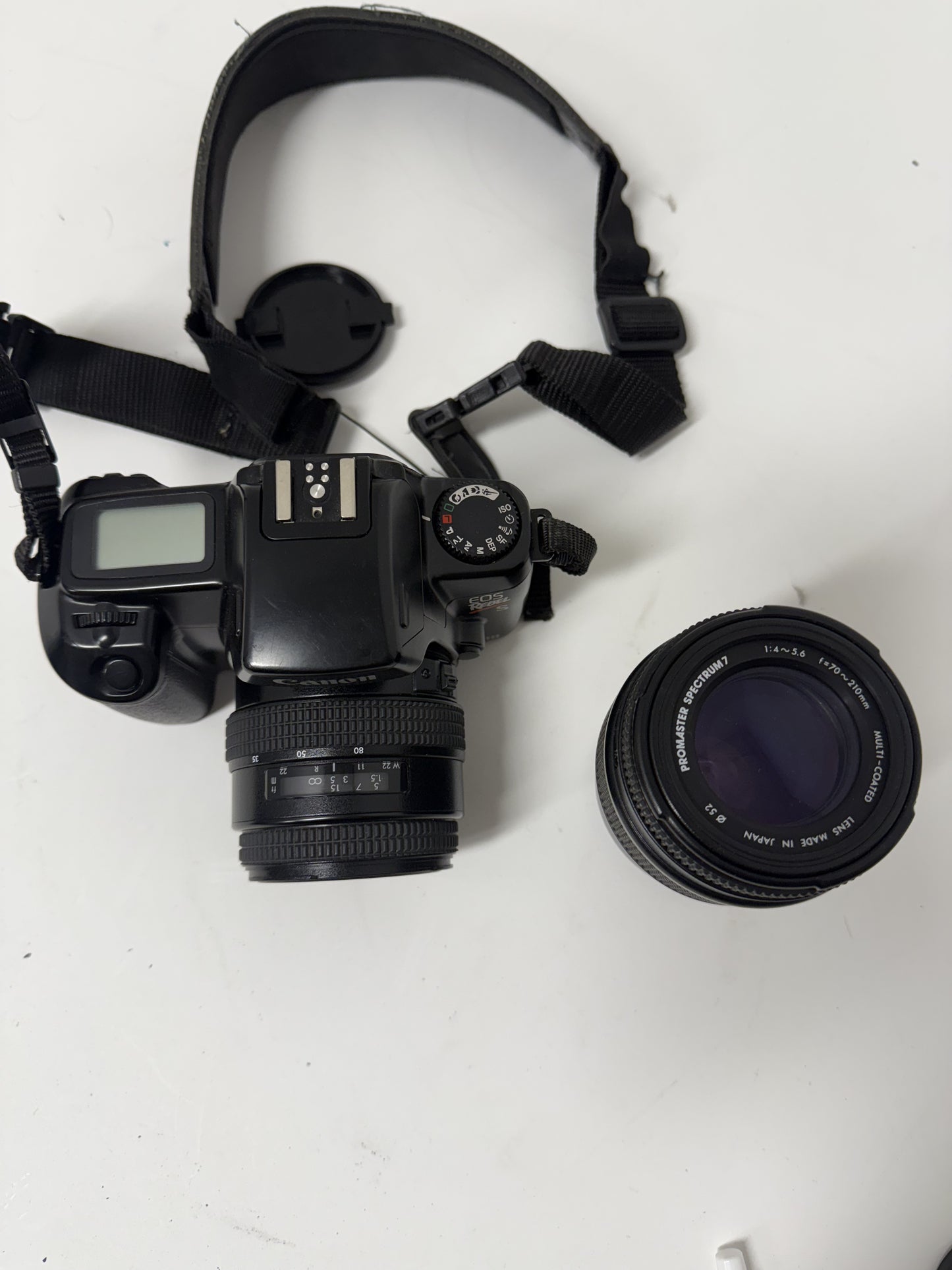 Canon EOS Rebel S SLR Film Camera, Two lenses, 35-80mm, 70-210 mm  Lens, Strap, Bag,