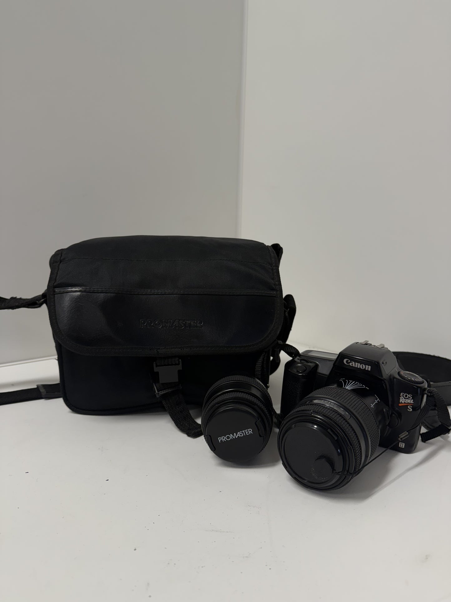 Canon EOS Rebel S SLR Film Camera, Two lenses, 35-80mm, 70-210 mm  Lens, Strap, Bag,