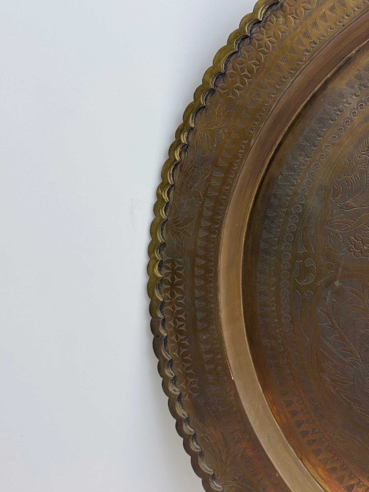 Vintage Collectable Mid Century Chinese Brass Plate (22")