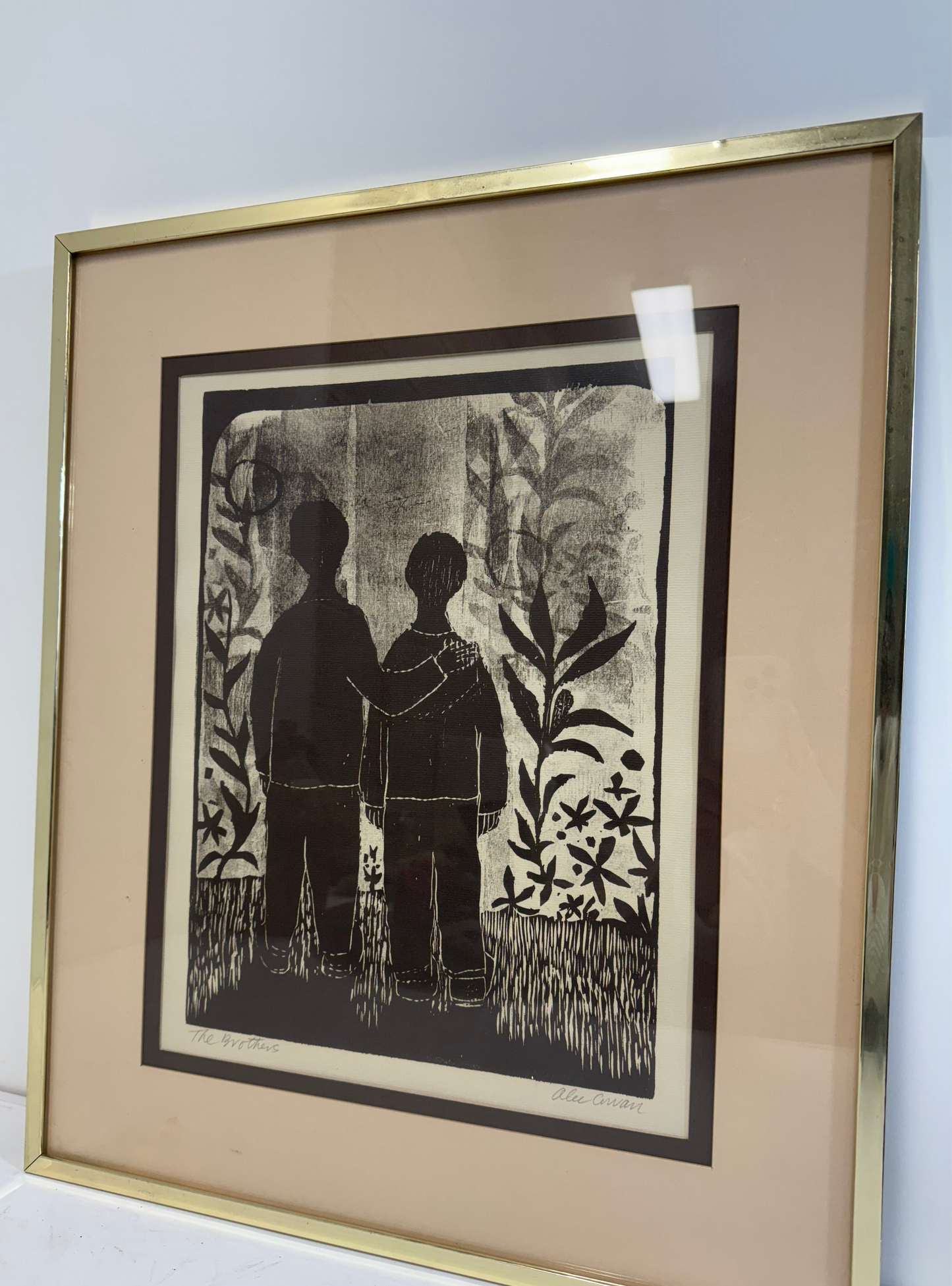 Signed Alec Cowan "The Brothers" Print Picture (With Frame: 21"W X 25" H)