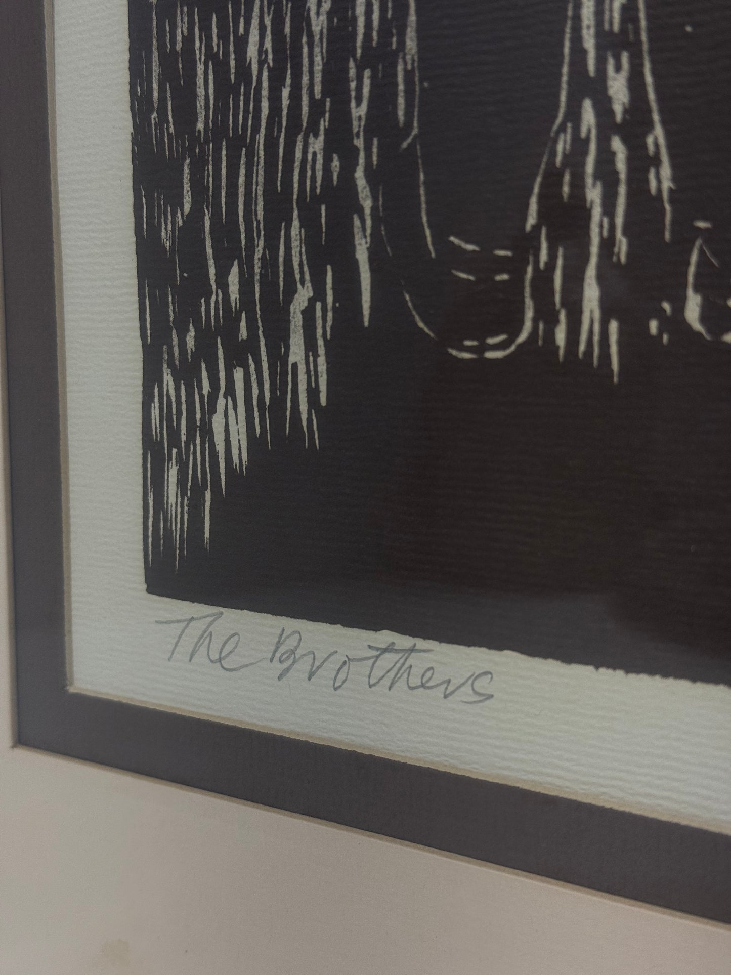 Signed Alec Cowan "The Brothers" Print Picture (With Frame: 21"W X 25" H)