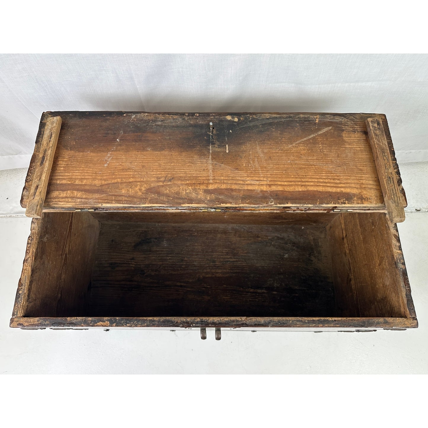 Antique 18th/19th Century Korean Banded Ton-Kwe Wooden Money Chest