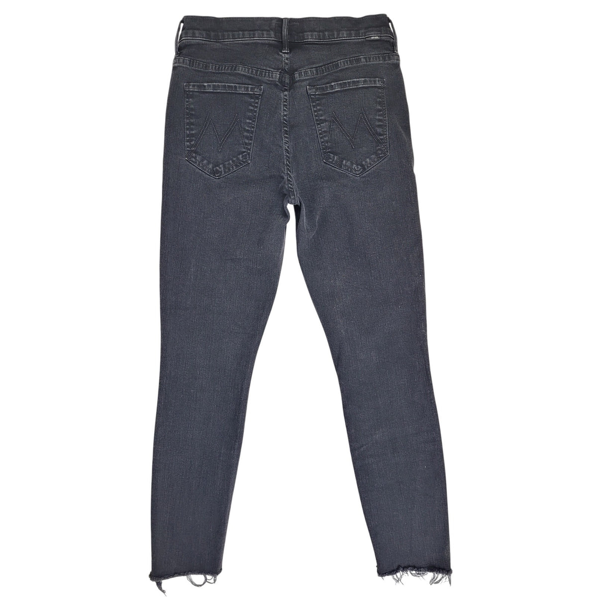 MOTHER The Stunner Zip Ankle Step Fray Grey Black Skinny Jeans Women's Sz 29