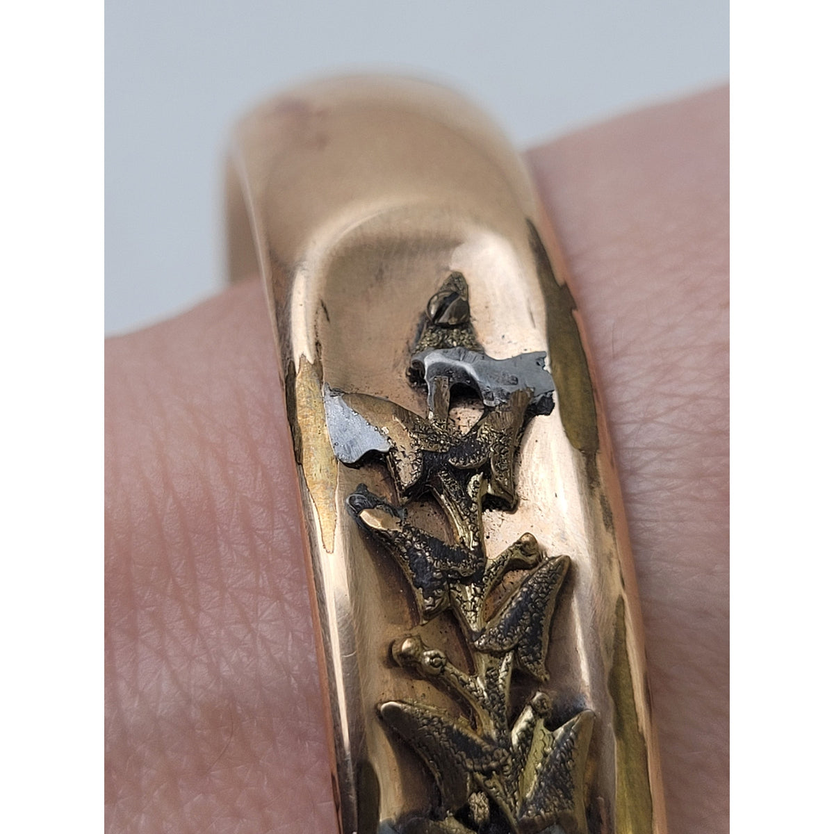 Antique 10K Gold-Filled Amethyst Hinged Bangle Stamped W & SB 1912