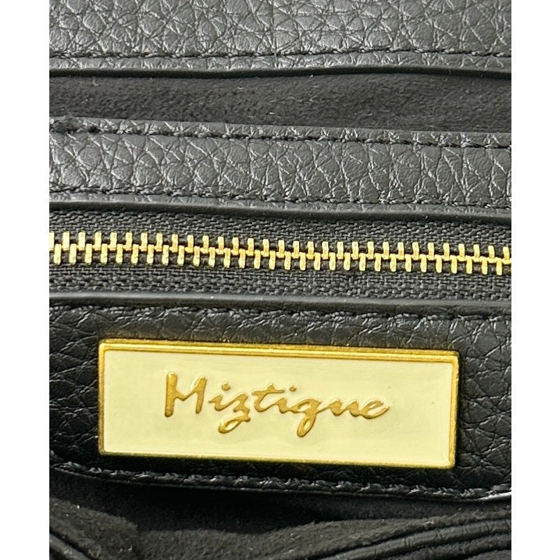 Miztique Black Pebbled Vegan Leather Satchel Tote Bag