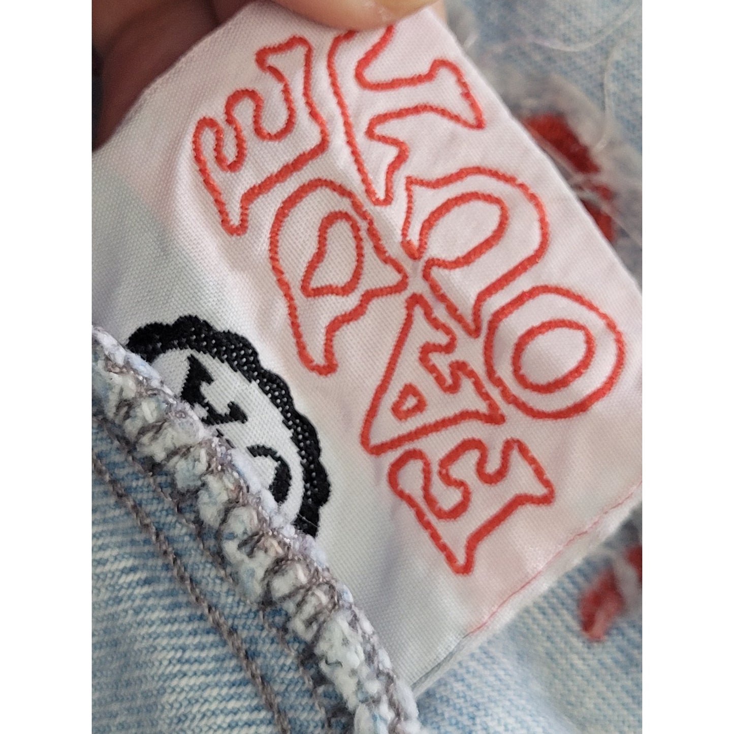 1980s VTG Cropped Denim Moto Jacket Stars Stripes Sz S/M