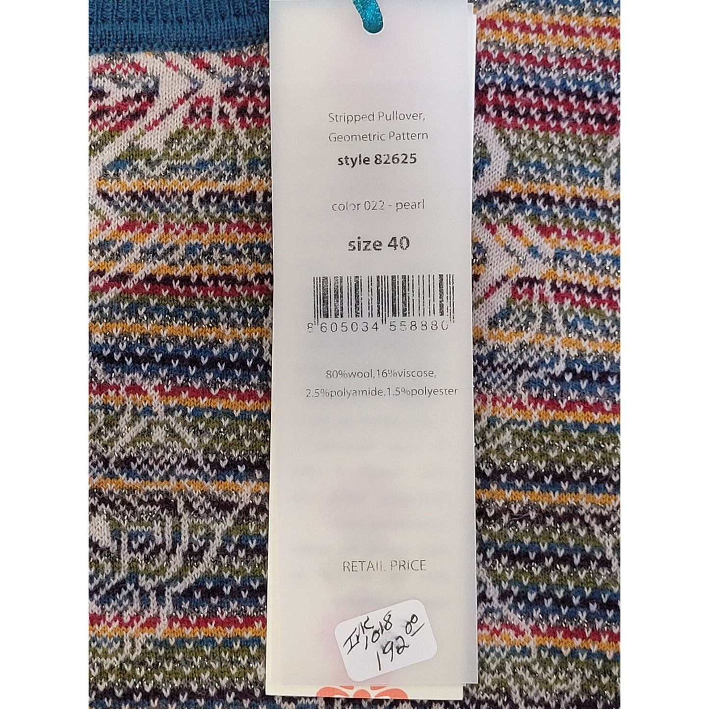 IVKO Woman Multicolor Wool Blend Pullover Sweater Size 40/L