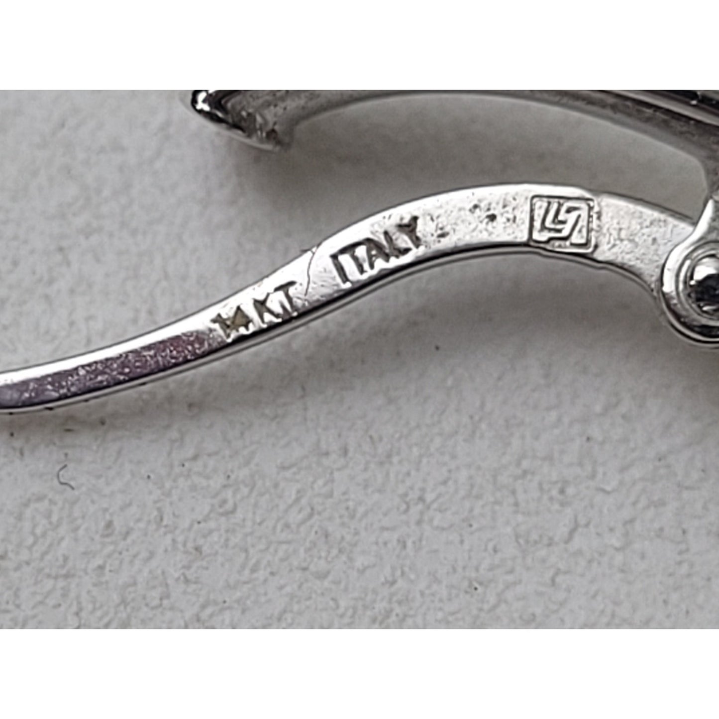 14K White Gold Abstract Hoops w Brushed Finish Made in Italy 28mm Long | 1.77 g