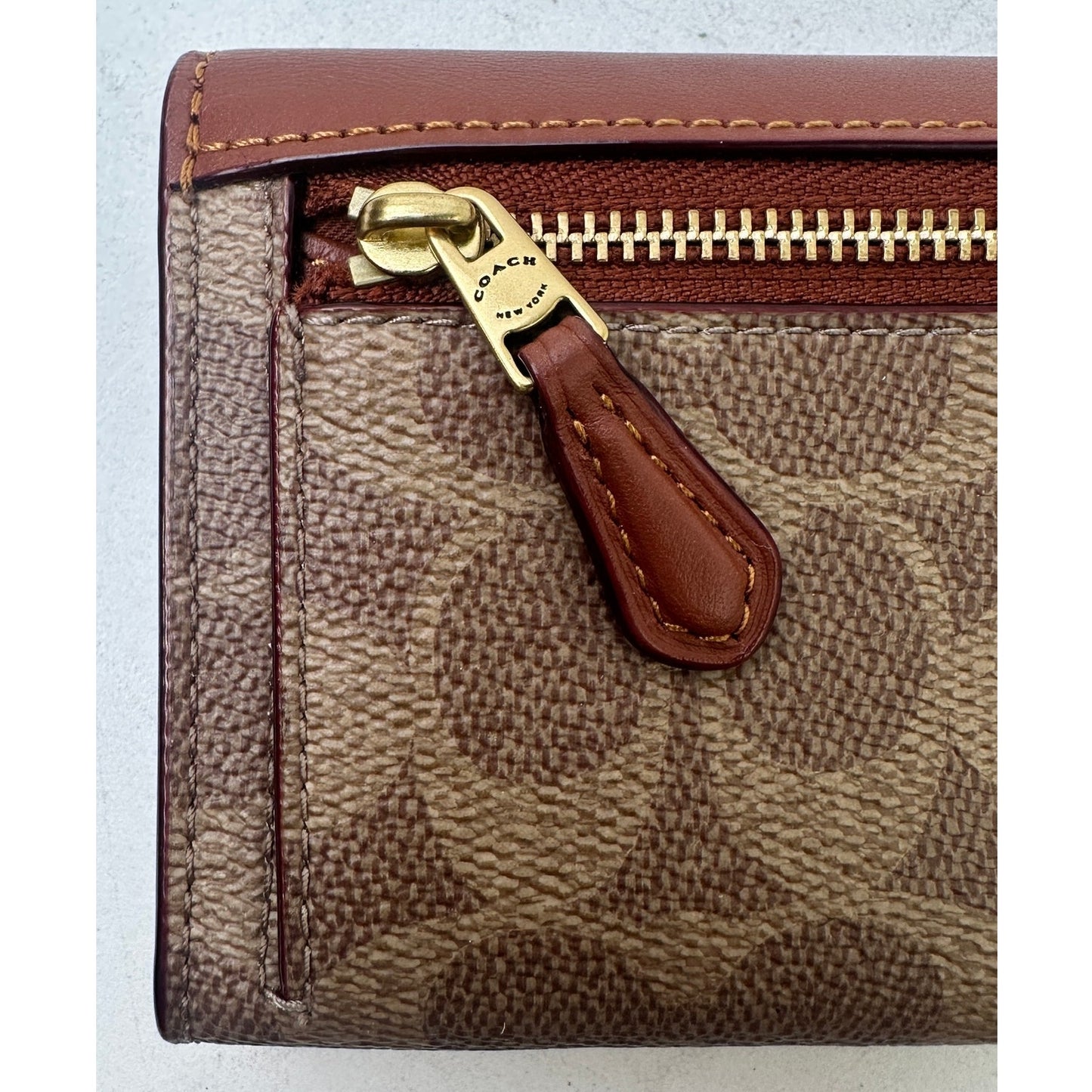 Coach Mila Long Flap Wallet in Signature Canvas & Leather | Tan Caramel