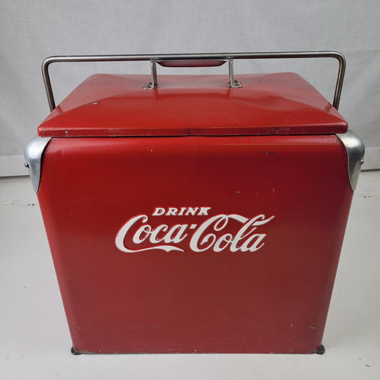 Vintage 1950s Coca-Cola Metal Cooler Progress Refrigerator Co. 19"x18"x13"