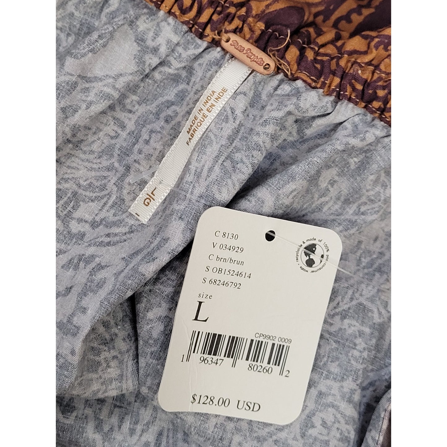 Free People Sophie Printed Off-the-Shoulder Mini Dress Women's Sz L