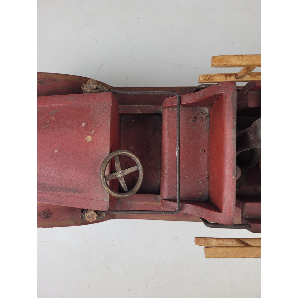 Vintage 1930s Leanardo Luna Wood & Metal Fire Truck w Ladders | Large Toy