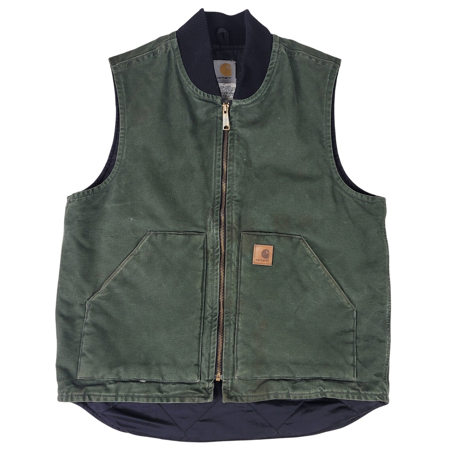 Carhartt V02 CYP Moss Green Duck Canvas Vest Quilt Lined Men's Sz M