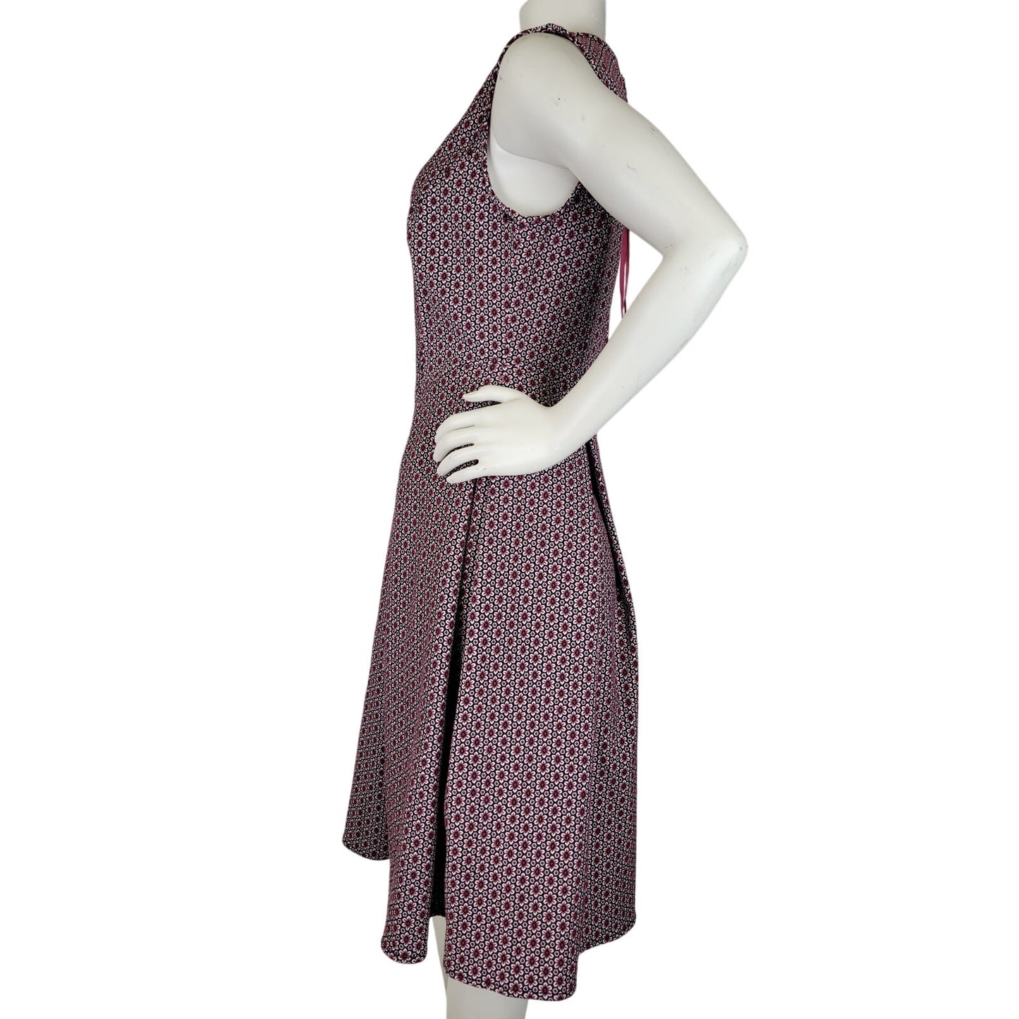 Max Studio A-Line Jacquard Design Summer Dress in Black & Mauve Sz M NWT