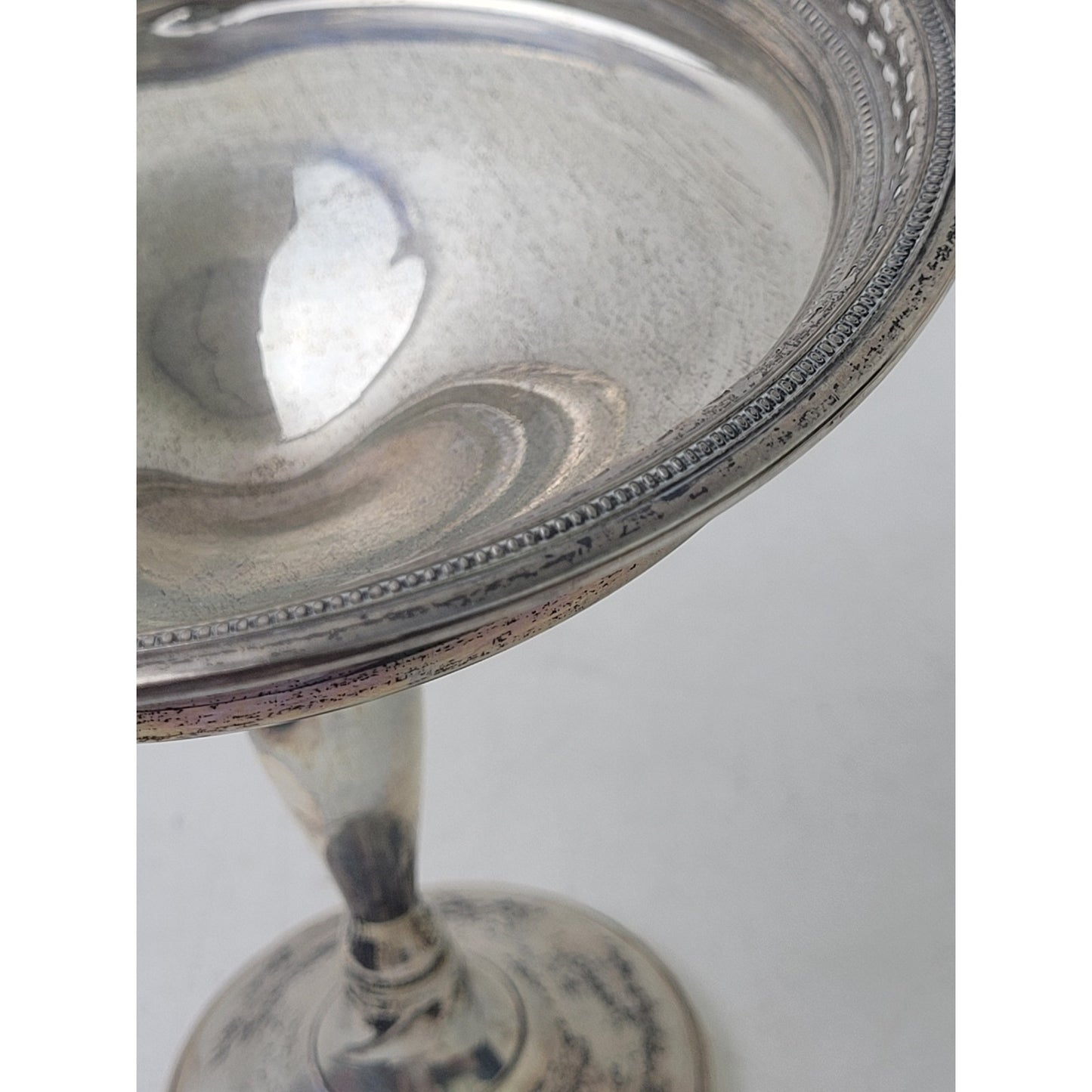 Vintage Sterling Silver Weighted Compote Reticulated Rim 5 1/2" H x 5 1/4" W