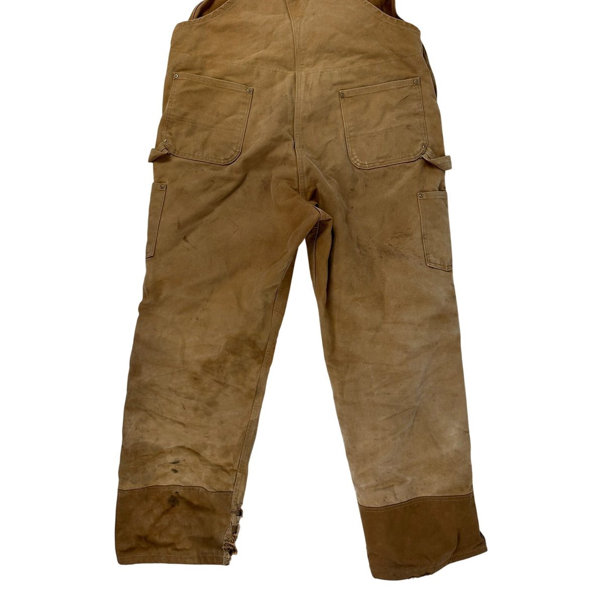 Carhartt R41 BRN Distressed Quilt-Lined Double Knee Overalls Men's Sz 44x32