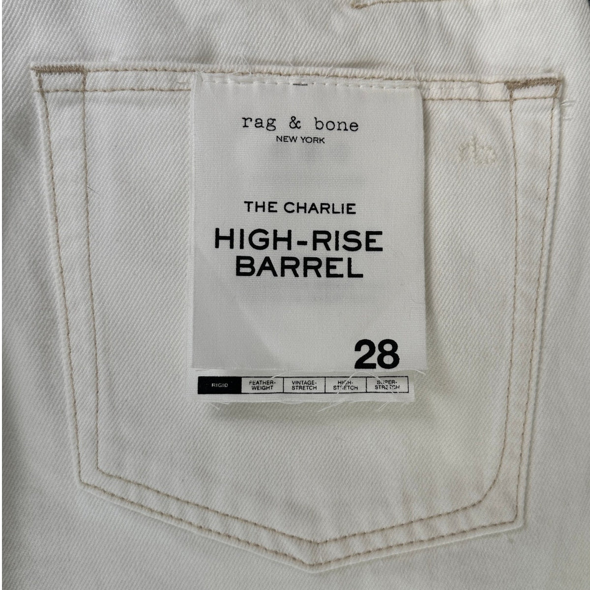Rag & Bone White The Charlie High-Rise Barrel Jeans Women's Sz 28 NWT