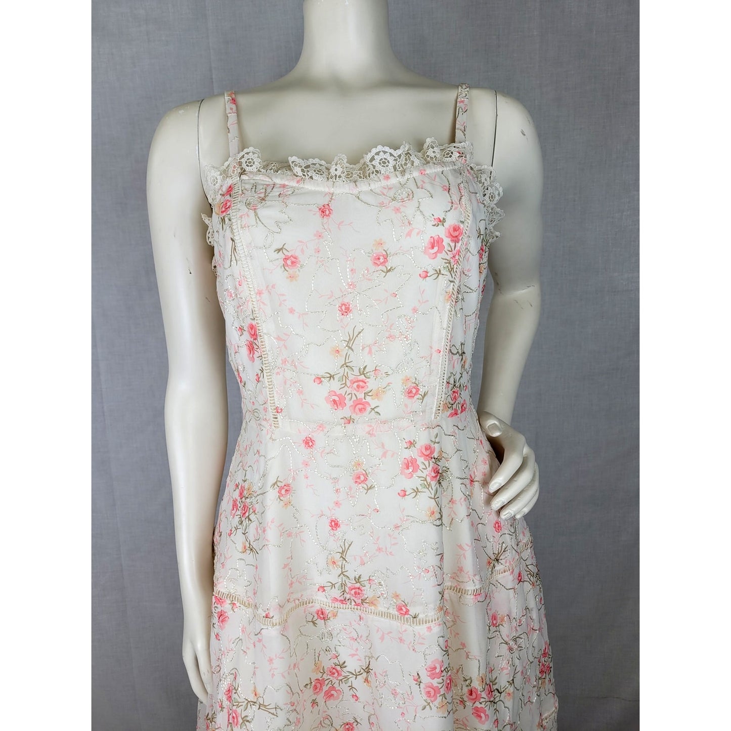 Jessakae Primrose Dress Sundress Floral Print Lace Trim Midi-Length Sz S NWT