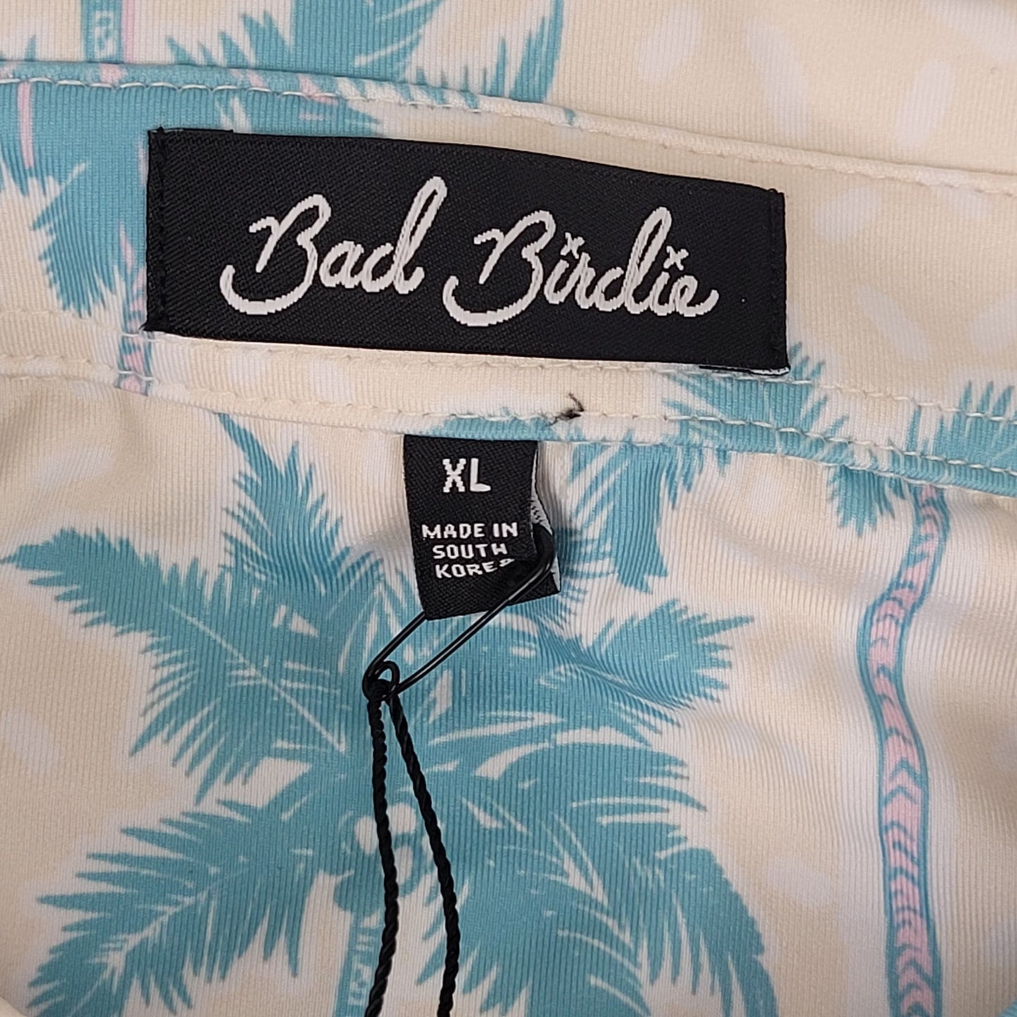 Bad Birdie Chasin' Shades Polo Shirt w Palm Tree Pattern Men's Sz XL NWT