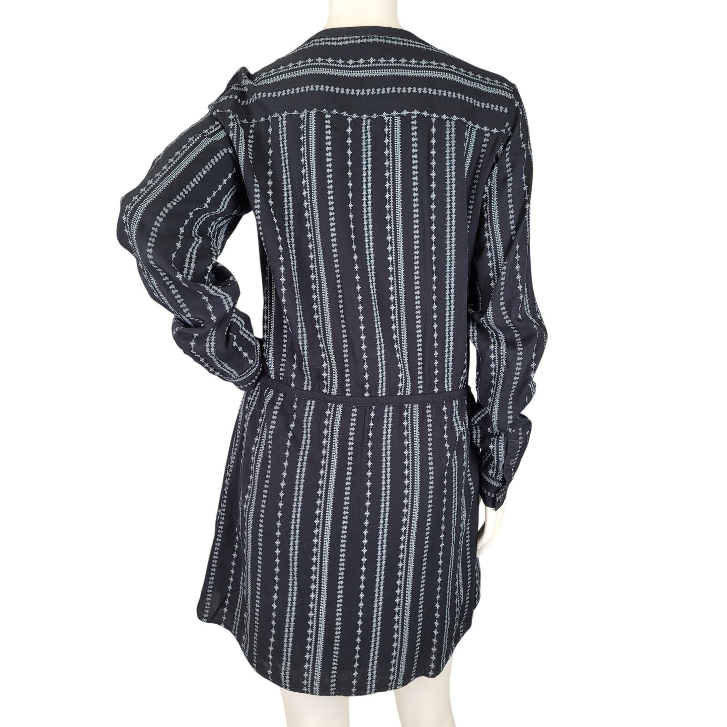 Paige Rockabilly Hobo Mini Dress Lace-up Neckline Black & Blue Women's Sz M