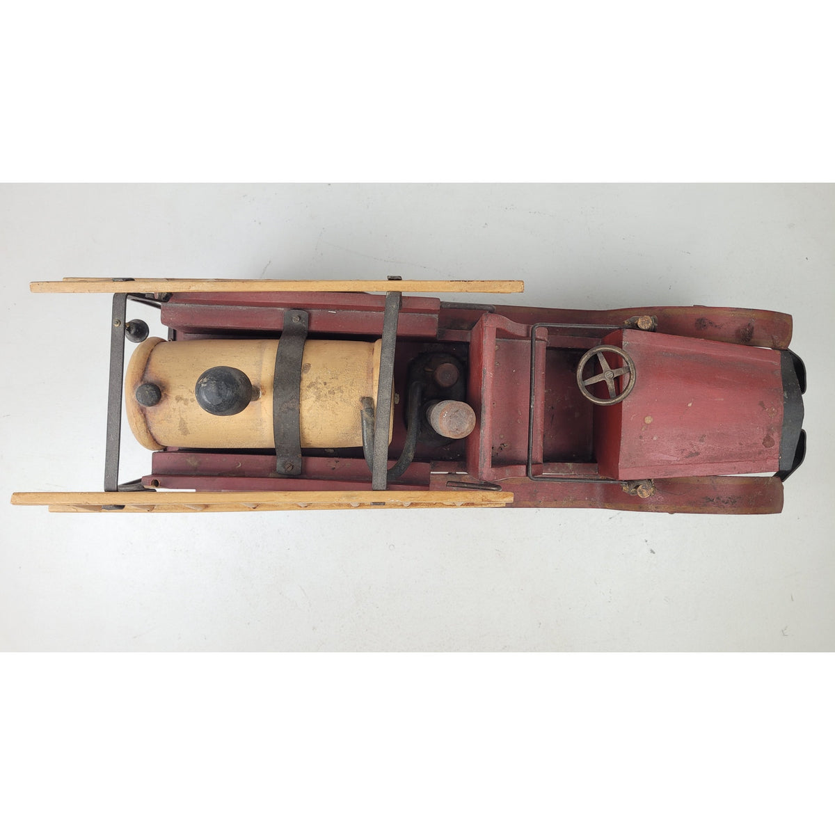 Vintage 1930s Leanardo Luna Wood & Metal Fire Truck w Ladders | Large Toy