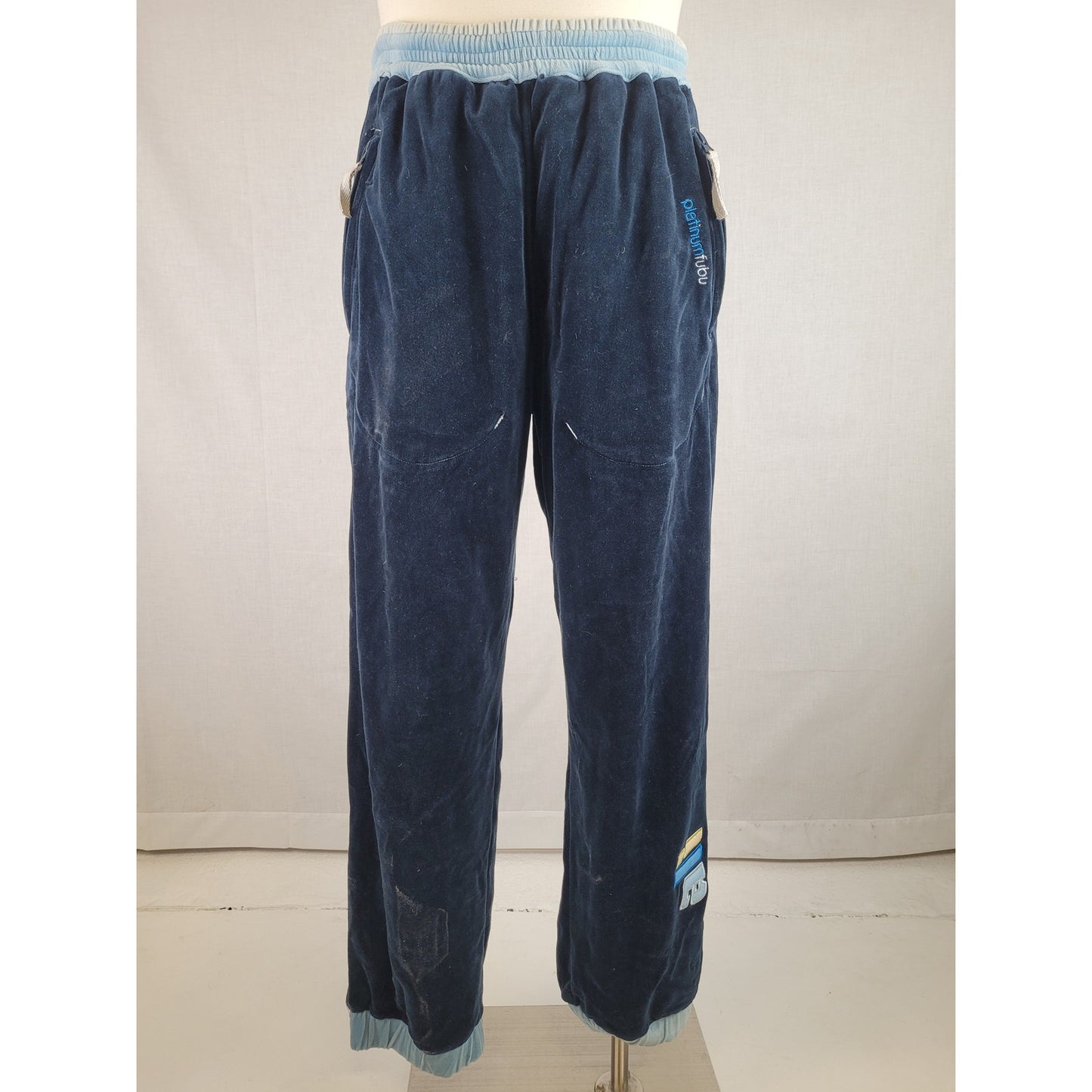 Vintage Platinum Fubu Muhammad Ali Tracksuit Set Navy Blue Velour Men's Sz L