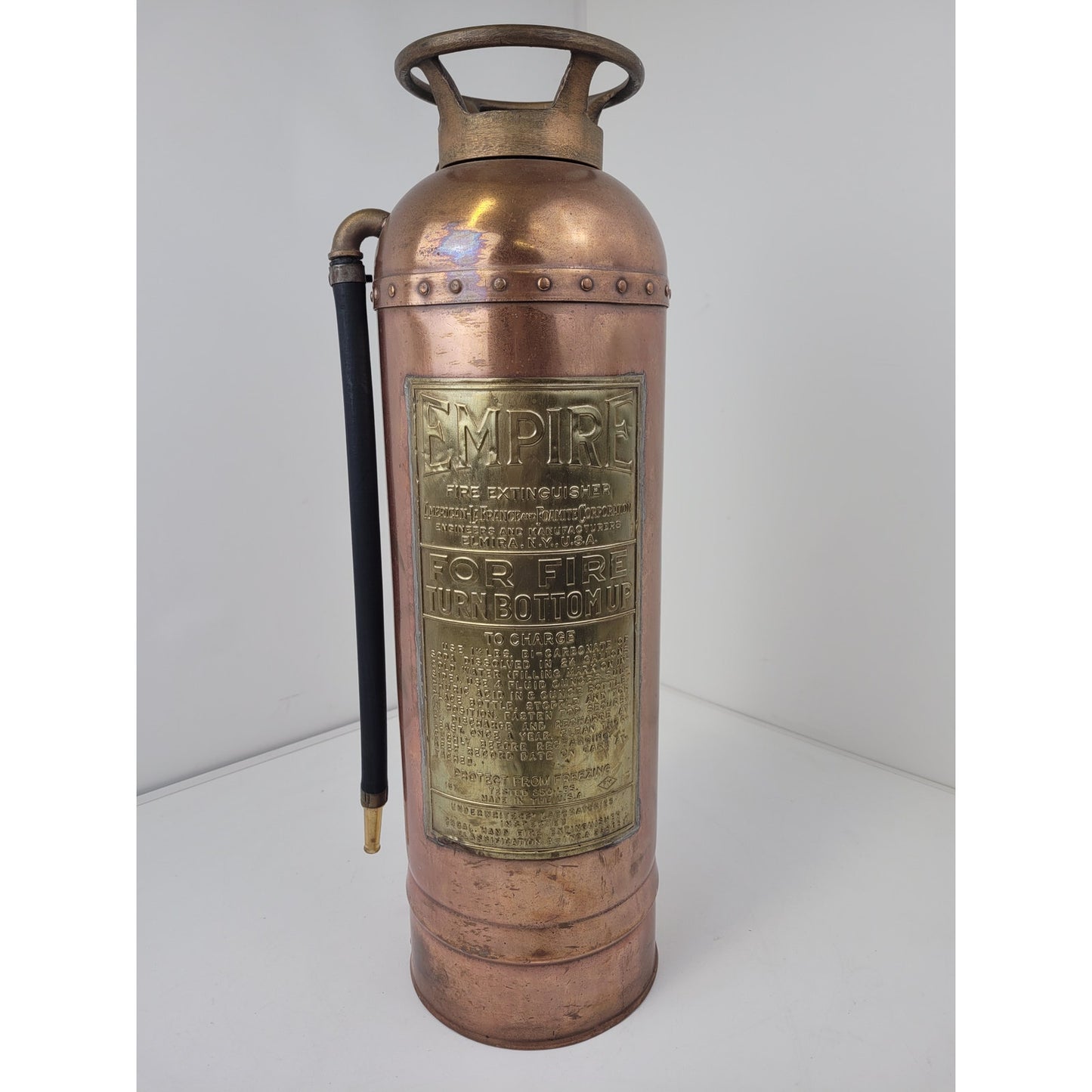 Antique Empire Copper Brass Fire Extinguisher