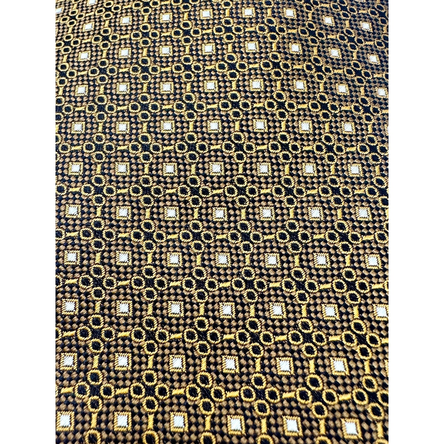 Canali Italy Gold Woven Geometric Micro-Pattern Men's Tie NWT