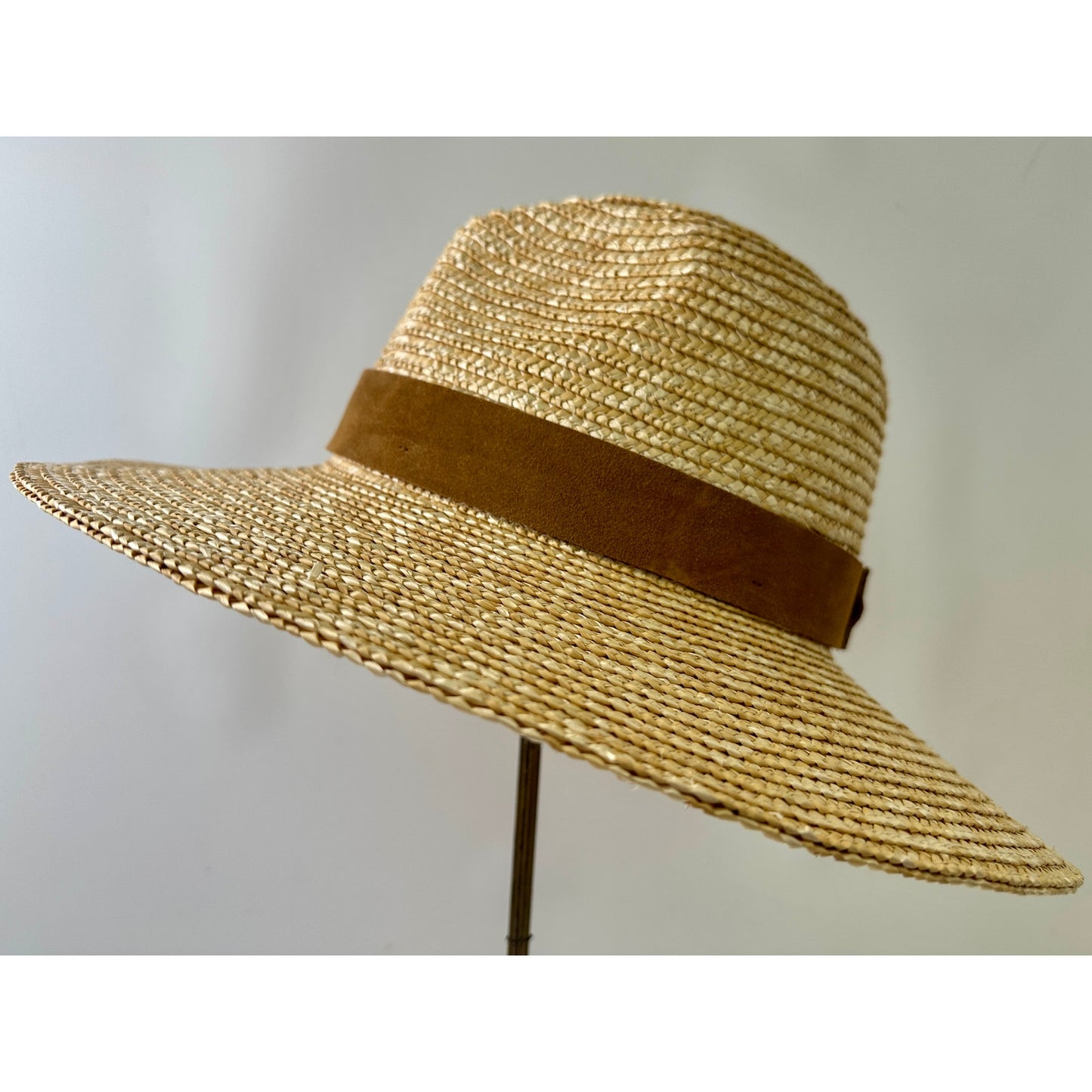NEW Gigi Pip Isla Wide-Brim Straw Fedora Hat with Suede Band