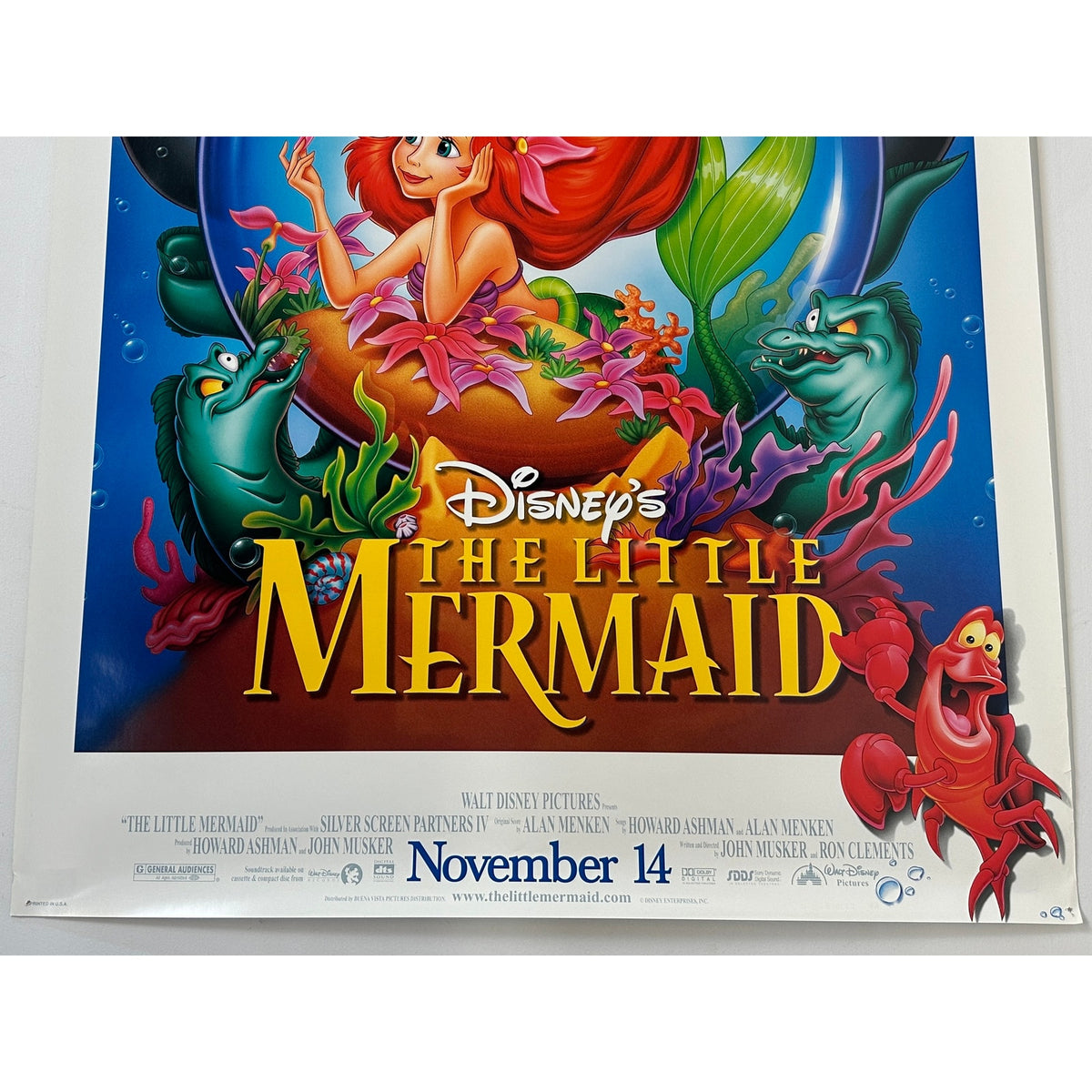 Original 1997 The Little Mermaid Double-Sided Movie Poster 27x40 DS Rolled