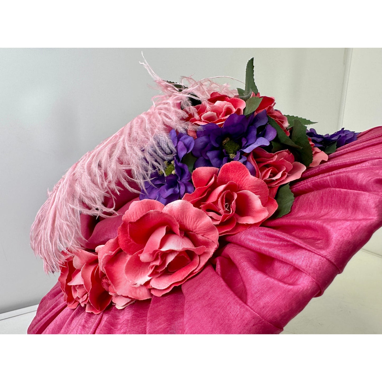 Magenta Satin Wide Brim Handmade Hat