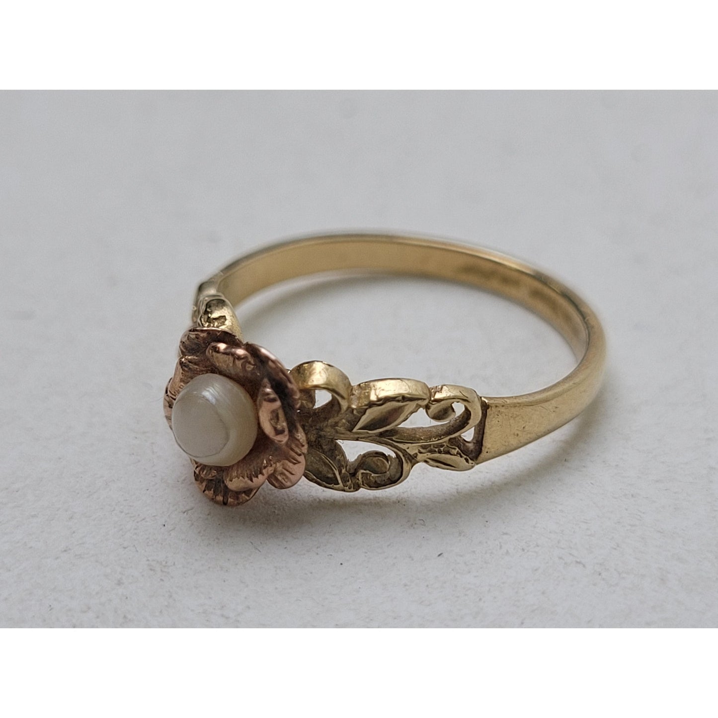 Vintage 14K Yellow & Rose Gold Beverly Hills Flower Ring Sz 8.25 | 2.87 grams