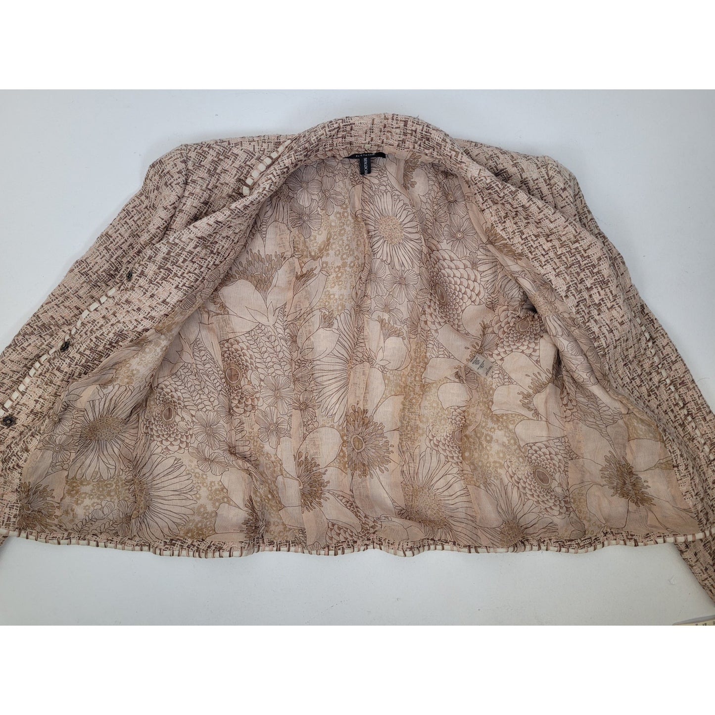 Y2K Elie Tahari Tweed Blazer Jacket w Silk Lining Sz M/L MSRP $548