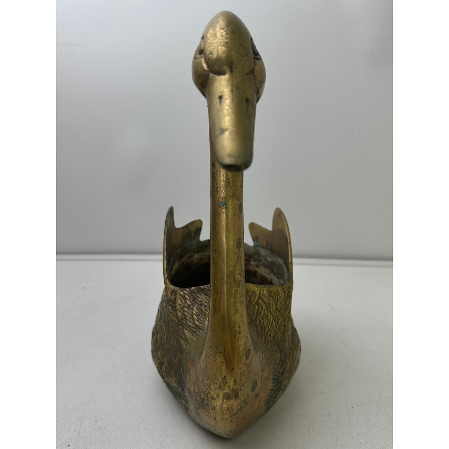 Vintage Mid-Century Brass Swan Planter