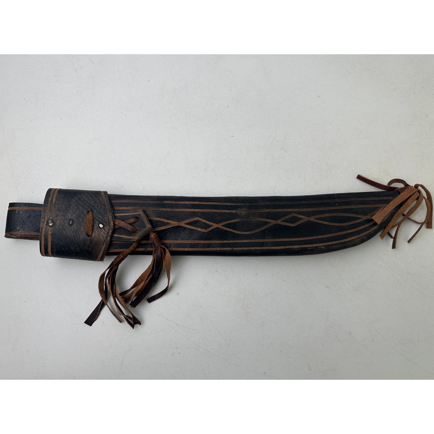 Vintage Dominican Promedoca Machete | Hand Carved Animal Handle & Tooled Leather Sheath